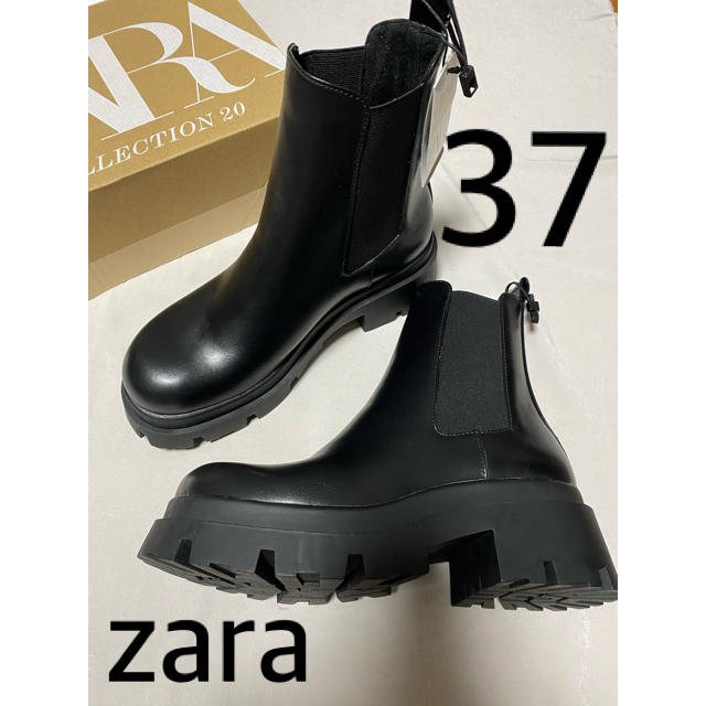 ZARA トラックソール付きローヒールアンクルブーツ　37