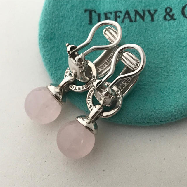 Tiffany ローズクオーツフープイヤリング希少美品