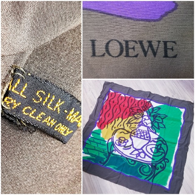 LOEWE(ロエベ)の★正規品中古　ロエベLOEWE　モード柄ロゴ入りスカーフ　破格セール訳有 ハンドメイドのファッション小物(スカーフ)の商品写真