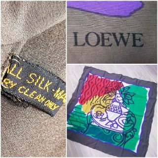 ロエベ(LOEWE)の★正規品中古　ロエベLOEWE　モード柄ロゴ入りスカーフ　破格セール訳有(スカーフ)