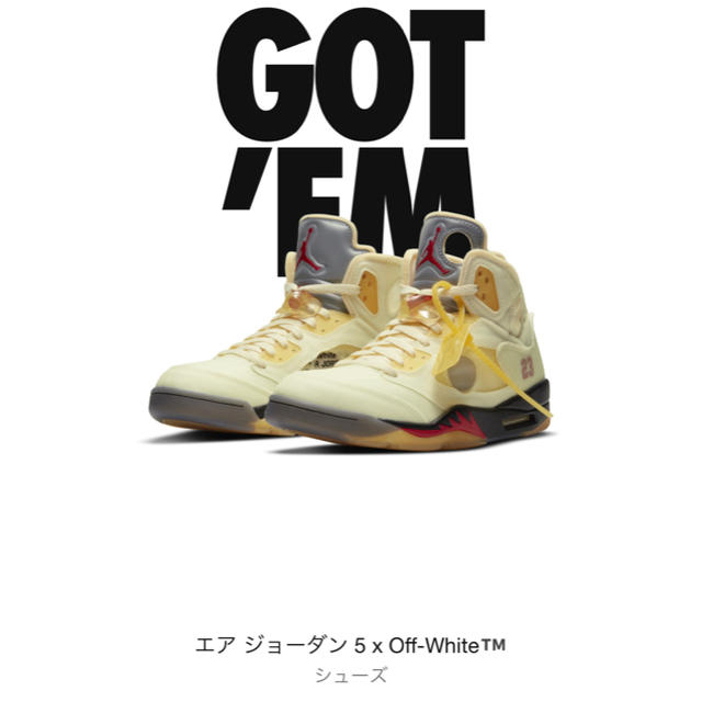 NIKE(ナイキ)の年始最終値下げ　air jordan 5 off white sail 27.5 メンズの靴/シューズ(スニーカー)の商品写真