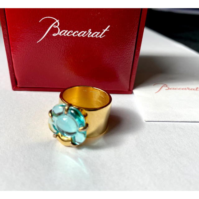 Baccarat(バカラ)の★Baccarat 925 水色 フラワー リング☆箱入り☆美品 レディースのアクセサリー(リング(指輪))の商品写真