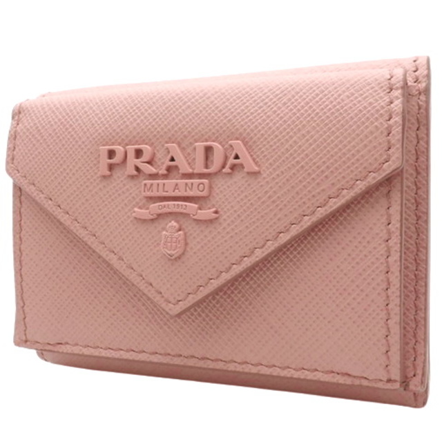 ピンクポケット【新品】PRADA プラダ 三つ折り財布 三つ折財布 三つ折り ピンク