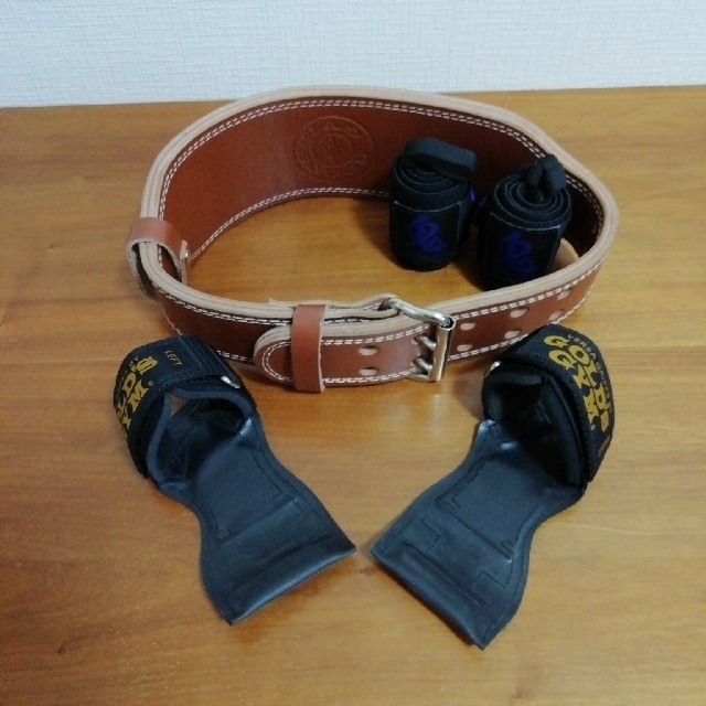 GOLD'S GYM ゴールドジム Sサイズ EXレザーベルト【ナチュラル色】の