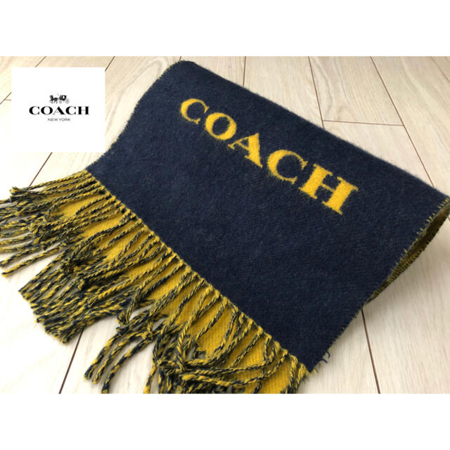 COACH(コーチ)のCOACH カシミヤブレンド バイカラー ロゴ スカーフ☆マフラー美色 メンズのファッション小物(マフラー)の商品写真