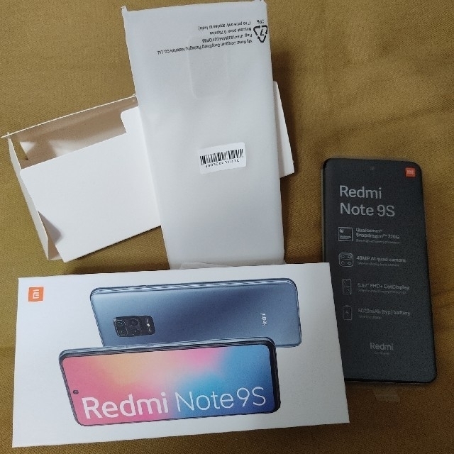 Redmi Note9S　未使用　４ＧＢ／６４ＧＢ 白
