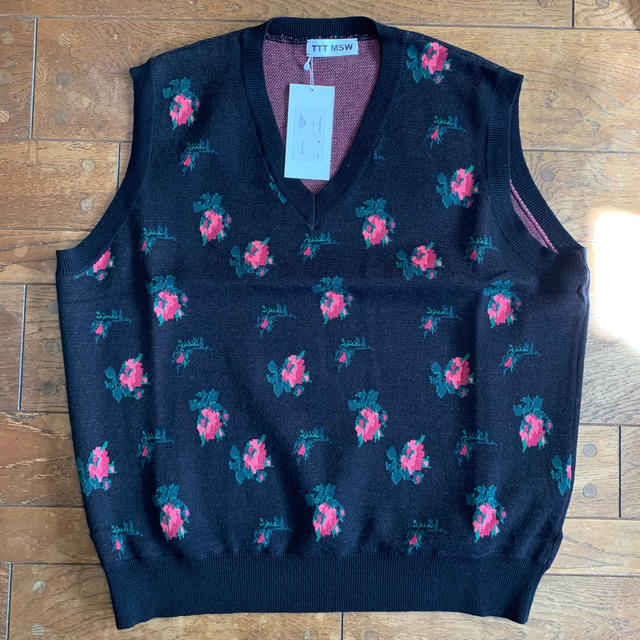 TTT MSW FLOWER KNIT VEST BLACK