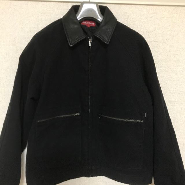 supreme leather collar work jacket