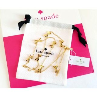 ケイトスペードニューヨーク(kate spade new york)の値下げ!! kate spade リボン ロングネックレス ゴールド ポーチ付(ネックレス)