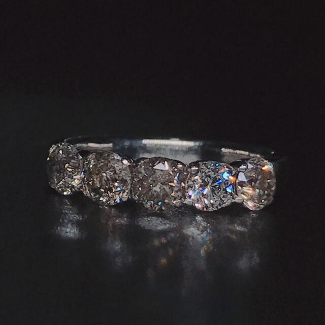 1.00ct ハーフエタニティ ダイヤモンドリング K18WG ダイヤ 1ct レディースのアクセサリー(リング(指輪))の商品写真