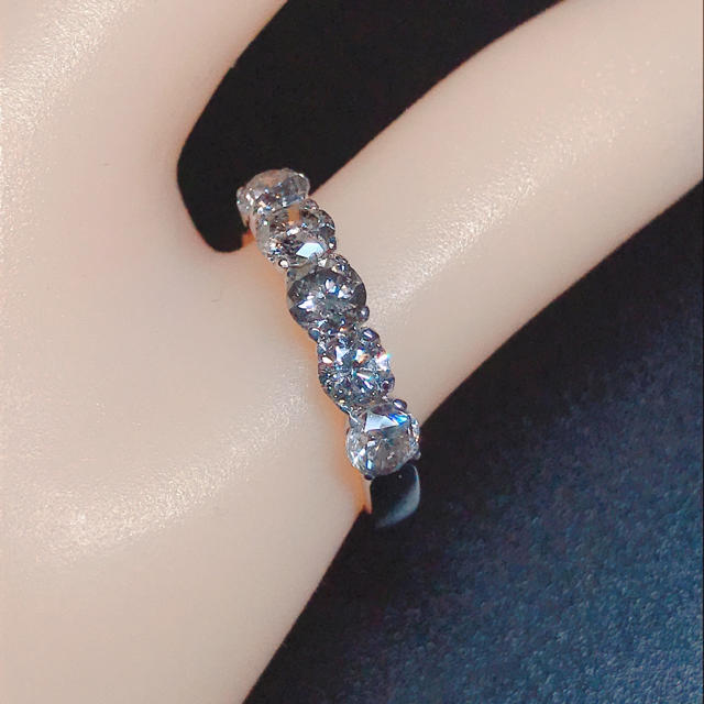 1.00ct ハーフエタニティ ダイヤモンドリング K18WG ダイヤ 1ct レディースのアクセサリー(リング(指輪))の商品写真