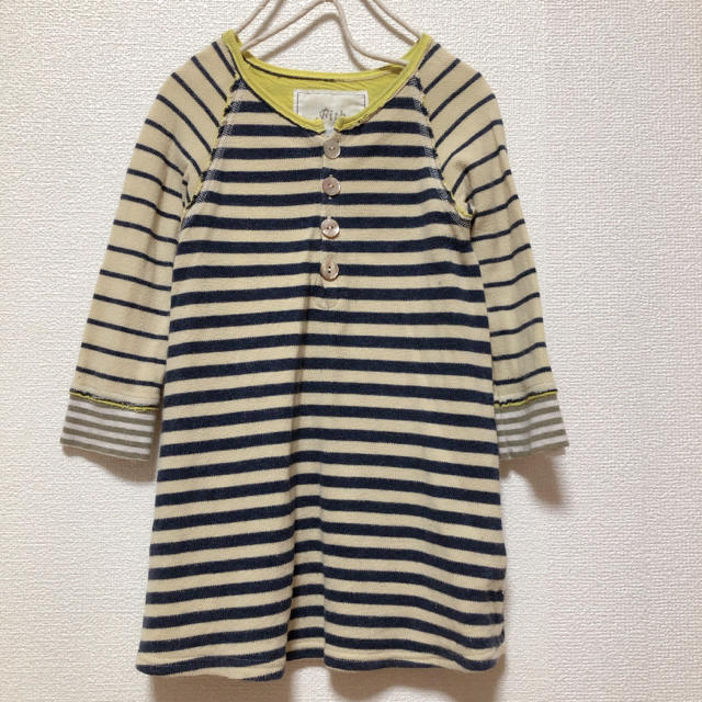 FITH(フィス)のFITH/フィス/八〜九分袖/ボーダーワンピース/M/100 キッズ/ベビー/マタニティのキッズ服女の子用(90cm~)(ワンピース)の商品写真