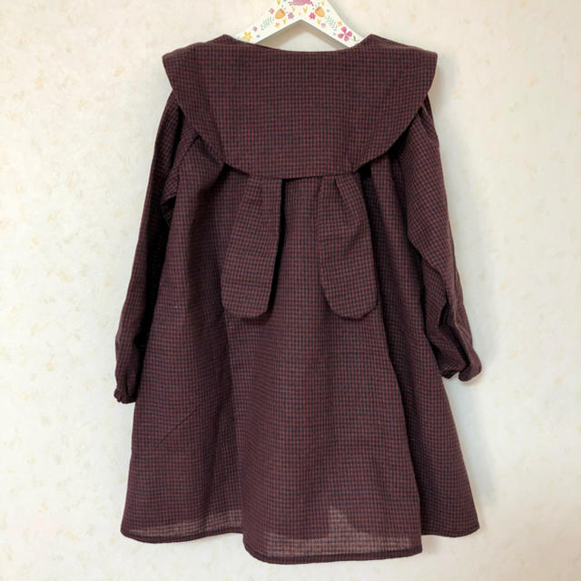 うさ耳　襟　ワンピース　韓国 キッズ/ベビー/マタニティのキッズ服女の子用(90cm~)(ワンピース)の商品写真