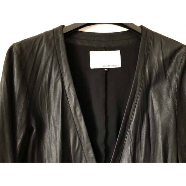 RESTIR(リステア)のリステア　ルシェルブルー　レザー　ジャケット　カーディガン　ブラック　40 レディースのジャケット/アウター(ノーカラージャケット)の商品写真