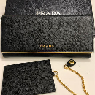 プラダ(PRADA)の美品★PRADA プラダ  長財布　サフィアーノ　メタル　黒(財布)