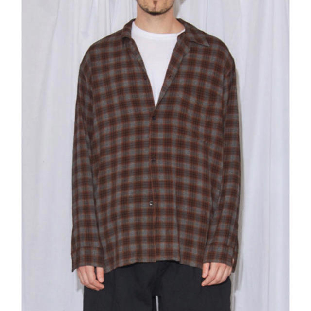 comoli レーヨン オープンカラー チェックシャツ 19ss  サイズ3