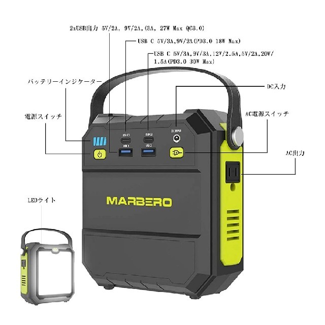 MARBERO ポータブル電源 M87 22500mAh/83.25Wh 小型 1