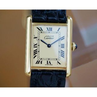 カルティエ(Cartier)の美品 カルティエ マスト タンク アイボリー 手巻き LM Cartier(腕時計(アナログ))