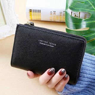 月末SALE【人気】レディース 韓国 二つ折り財布 コインケース コンパクト 黒(財布)