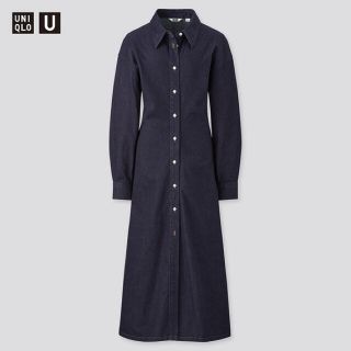 ユニクロ(UNIQLO)のデニムロングシャツワンピ　UNIQLO  U S サイズ 完売品(ロングワンピース/マキシワンピース)