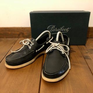 パラブーツ(Paraboot)の【美品・レア】パラブーツ バース  別注 ブラック サイズ6H デッキシューズ(デッキシューズ)