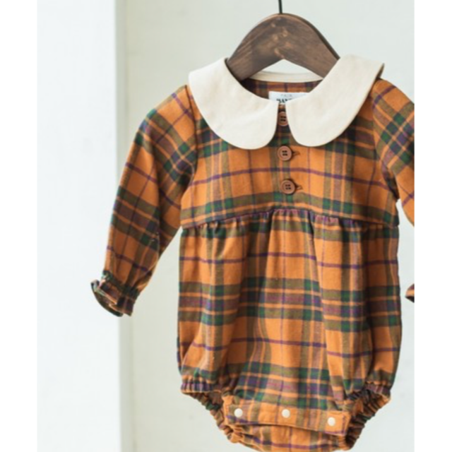 plaid  rompers MUSTARDCHECK キッズ/ベビー/マタニティのベビー服(~85cm)(ロンパース)の商品写真