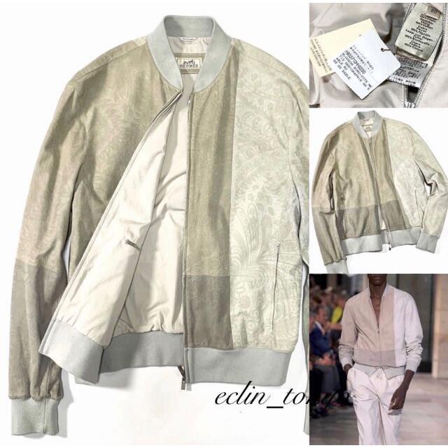 HERMES - 2019 HERMES《ペイズリー柄》レザー スエード ジャケット E2263