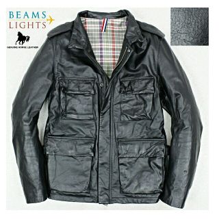 ビームス(BEAMS)の【貴重馬革美品】53185円　ビームス　ホースハイド　レザーミリタリージャケット(レザージャケット)