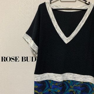 ローズバッド(ROSE BUD)の【美品】ROSE BUD Vネック切り替えカットワンピース(ひざ丈ワンピース)