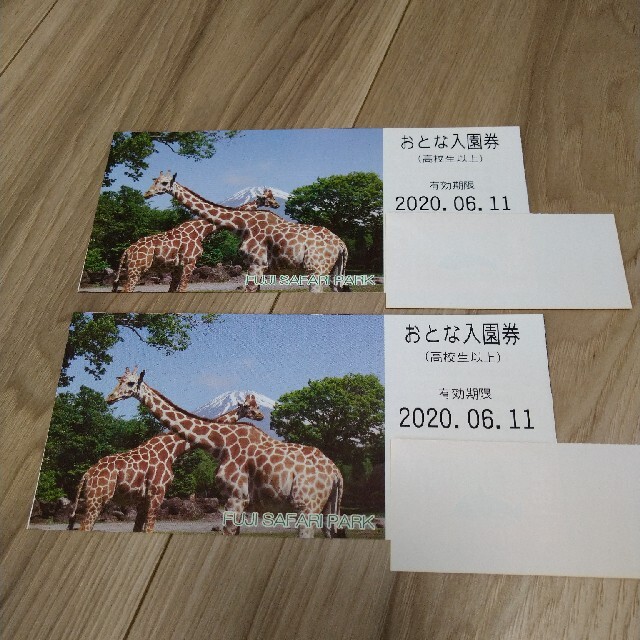 富士サファリパーク　おとな入園券2枚 チケットの施設利用券(動物園)の商品写真