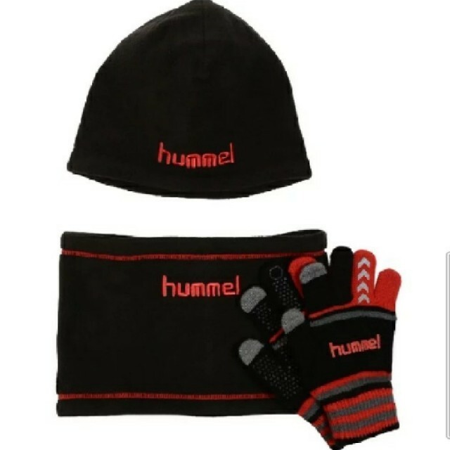 ATHLETA(アスレタ)の新品未使用！hummel　ネックウォーマー　手袋　ビーニー三点セット スポーツ/アウトドアのサッカー/フットサル(ウェア)の商品写真