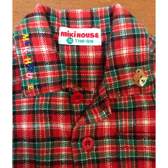 mikihouse(ミキハウス)のmuku93さま専用　美品　mikihouse チェックシャツ　100センチ キッズ/ベビー/マタニティのキッズ服男の子用(90cm~)(ブラウス)の商品写真