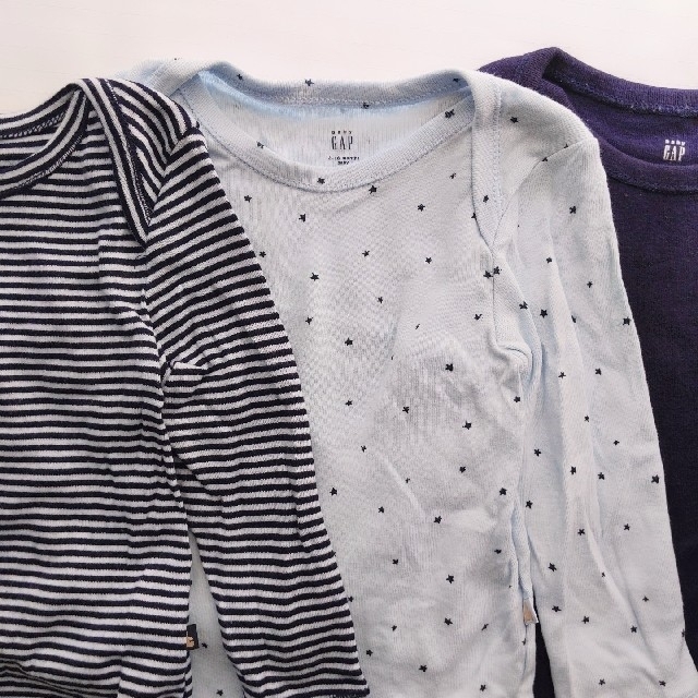 babyGAP(ベビーギャップ)のBabyGAP 長袖ロンパース 3枚セット 12-18 80cmサイズ ブルー キッズ/ベビー/マタニティのベビー服(~85cm)(ロンパース)の商品写真