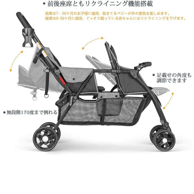 2人乗りベビーカー キッズ/ベビー/マタニティの外出/移動用品(ベビーカー/バギー)の商品写真