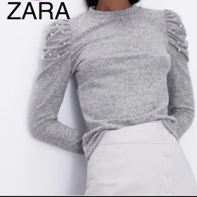 ZARA(ザラ)の新品タグ付★ZARAザラパフスリーブ トップス★グレー レディースのトップス(カットソー(長袖/七分))の商品写真