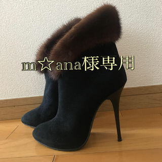 ジュゼッペザノッティ(GIUZEPPE ZANOTTI)の美品☆ジュゼッペザノッティ デザイン ショートブーツ ミンクファー36 ブラック(ブーツ)