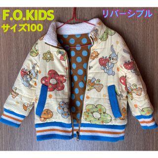 エフオーキッズ(F.O.KIDS)のF.O.KIDS リバーシブル 中綿ジャンパー 100 ドットうさぎ花きのこ水玉(ジャケット/上着)