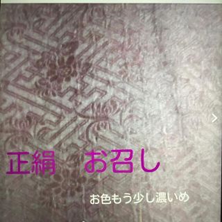 正絹　お召し　上品　パープル(着物)