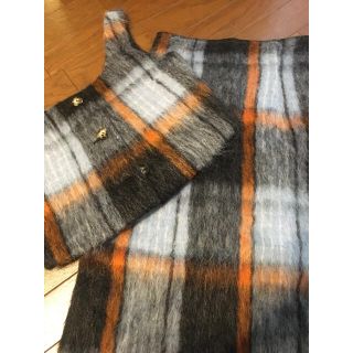 グリード(GREED)のGREED CHECKSHAGGY Skirt vest(ひざ丈スカート)