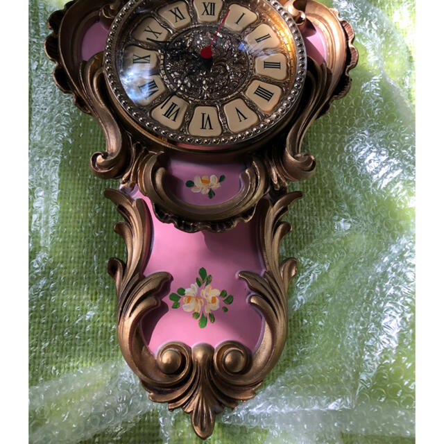 Francfranc(フランフラン)の可愛い！時計　ピンク　美品！アンティーク好き インテリア/住まい/日用品のインテリア小物(掛時計/柱時計)の商品写真