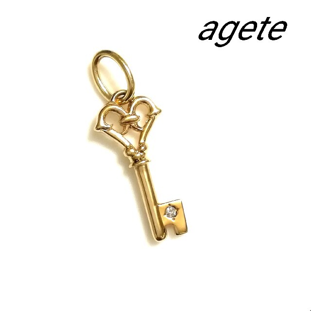 agete(アガット)のアガット agete K10 鍵ダイヤモンドネックレスチャーム (美品) レディースのアクセサリー(ネックレス)の商品写真