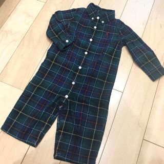 ラルフローレン(Ralph Lauren)の【美品・最安値】ラルフローレン♡ロンパース 緑 チェック柄 男の子 70cm(ロンパース)