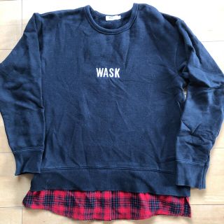 ワスク(WASK)の＊ワスク＊重ね着風 黒 赤チェック スウェット トレーナー 150cm＊(Tシャツ/カットソー)