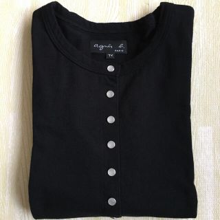 アニエスベー(agnes b.)のagnes b．アニエスベー カーディガン プレッション 黒 T1(Tシャツ(長袖/七分))