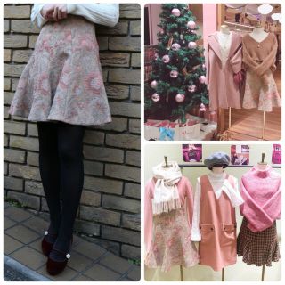 美品♡デイシー ラメ ジャガード フレアスカート フラワー 花柄 秋冬♡-