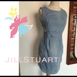 ジルバイジルスチュアート(JILL by JILLSTUART)の【美品】ジル♡レース使いデニムワンピース(ミニワンピース)