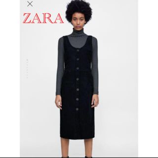 ザラ(ZARA)の11/14までの出品！【お値下げ中】ZARA コーデュロイジャンパースカート(ひざ丈ワンピース)