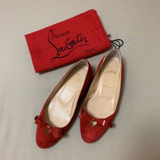 クリスチャンルブタン(Christian Louboutin)のSALE ルブタン　パンプス　赤　クリスチャンルブタン  フラット　37.5(バレエシューズ)