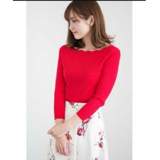 プロポーションボディドレッシング(PROPORTION BODY DRESSING)のPROPORTION BODY DRESSING スカラップリブ7分袖ニット(ニット/セーター)