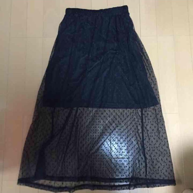 黒ドット 透けるスカート レディースのスカート(ひざ丈スカート)の商品写真